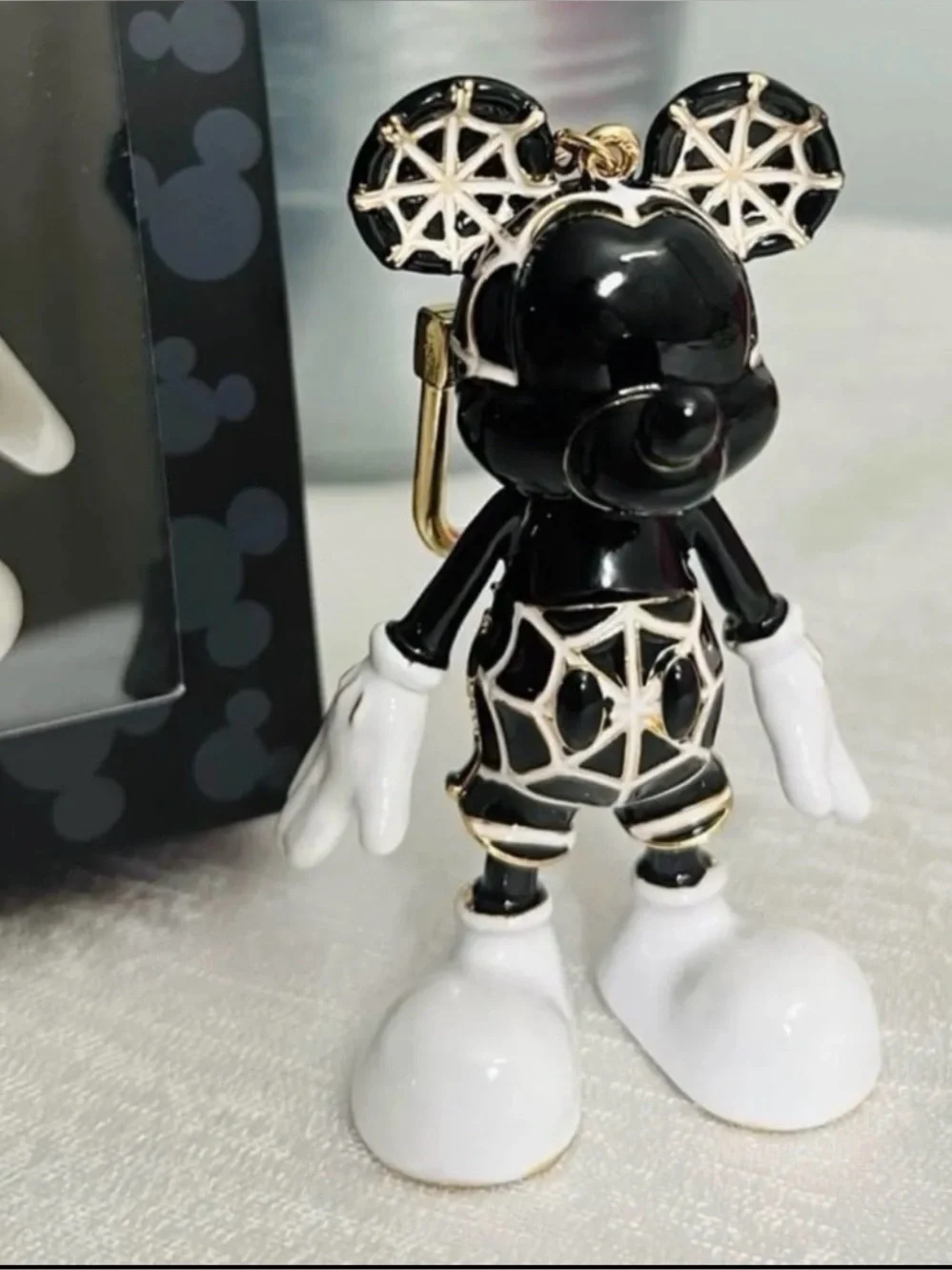 Disney X Baublebar Black Mickey Mouse Spiderweb Halloween Keychain Bag Charm